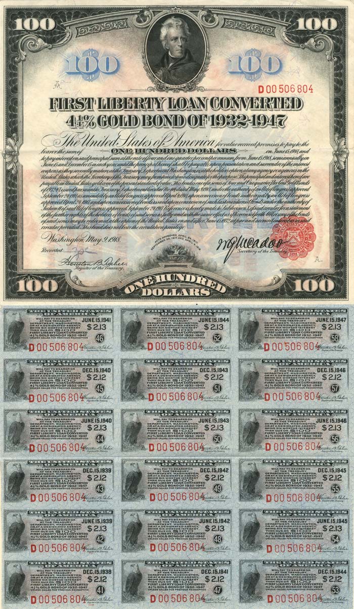 $100 1st Liberty Loan Bond